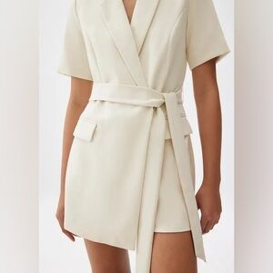 Tailored wrap tie romper
